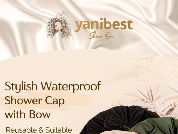 Yanibest Shower Cap Reusable Waterproof,Wide Elastic Band Bath Cap-Comfortable & Durable Bath Hair Hat for Women