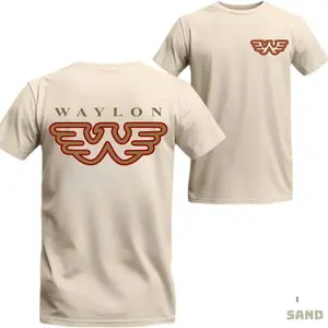 Waylon Jennings Logo Shirt Classic Outlaw Country Fan Pullover, Vintage Music Style, Graphic Hoodies For Adults, Outdoor Casual Streetwear Style For Men And Women (Unisex Fit), Unisex Casual Graphic T-Shirts
