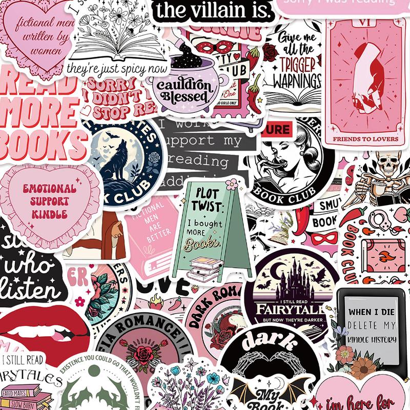 150 PCS Romance Book Stickers for Kindle, Holographic Bookish Sticker Pack Reading Glitter Vinyl Decals for Laptop Ebook Readers Water Bottles Journal Scrapbook Waterproof