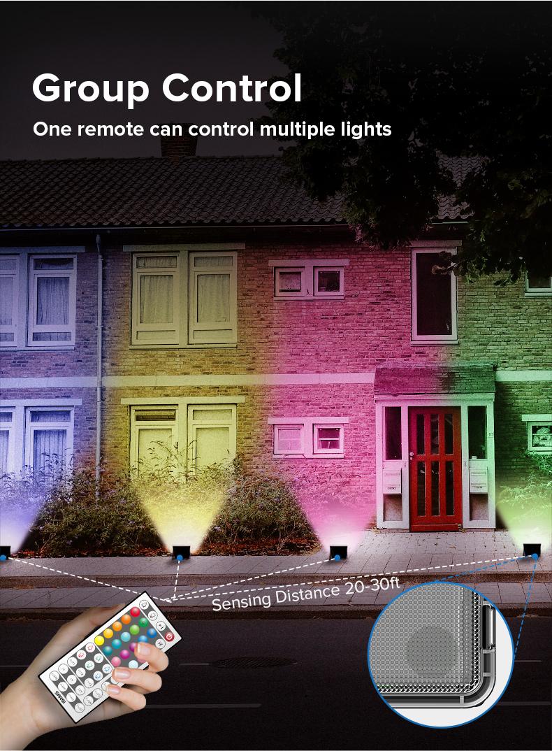 SANSI RGBW LED Outdoor Waterproof Permanent Lights, 80~160W Color Changing Lights with Remote, Perfect for Valentine's Day Decor, Parties, Stages & Landscape, Energy Efficient, IP66 Waterproof, 2-Pack Landscape Light luces de colores Lighting Decorative