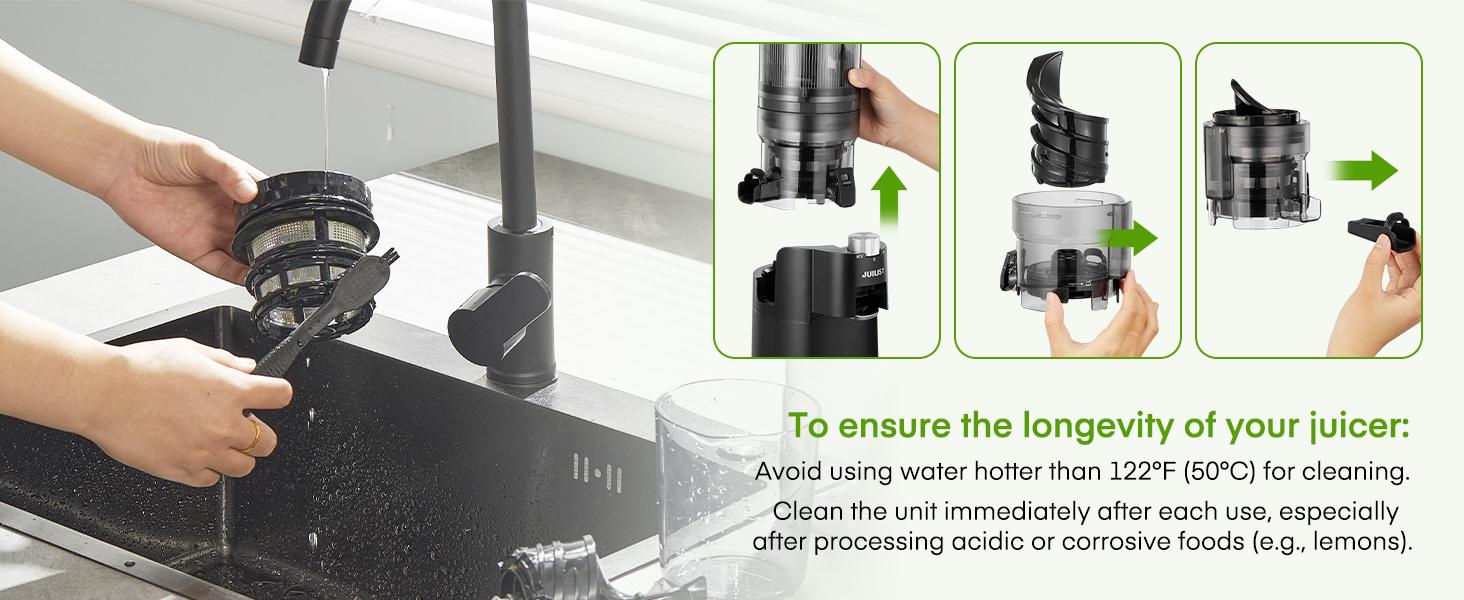 Juilist Cold Press Juicer,  104.9mm Chute Feed Opening, Slow Masticating Juicer – Quiet, For Whole Vegetables and Fruits,Easy to Clean, High Juice Yield, BPA Free (Black)