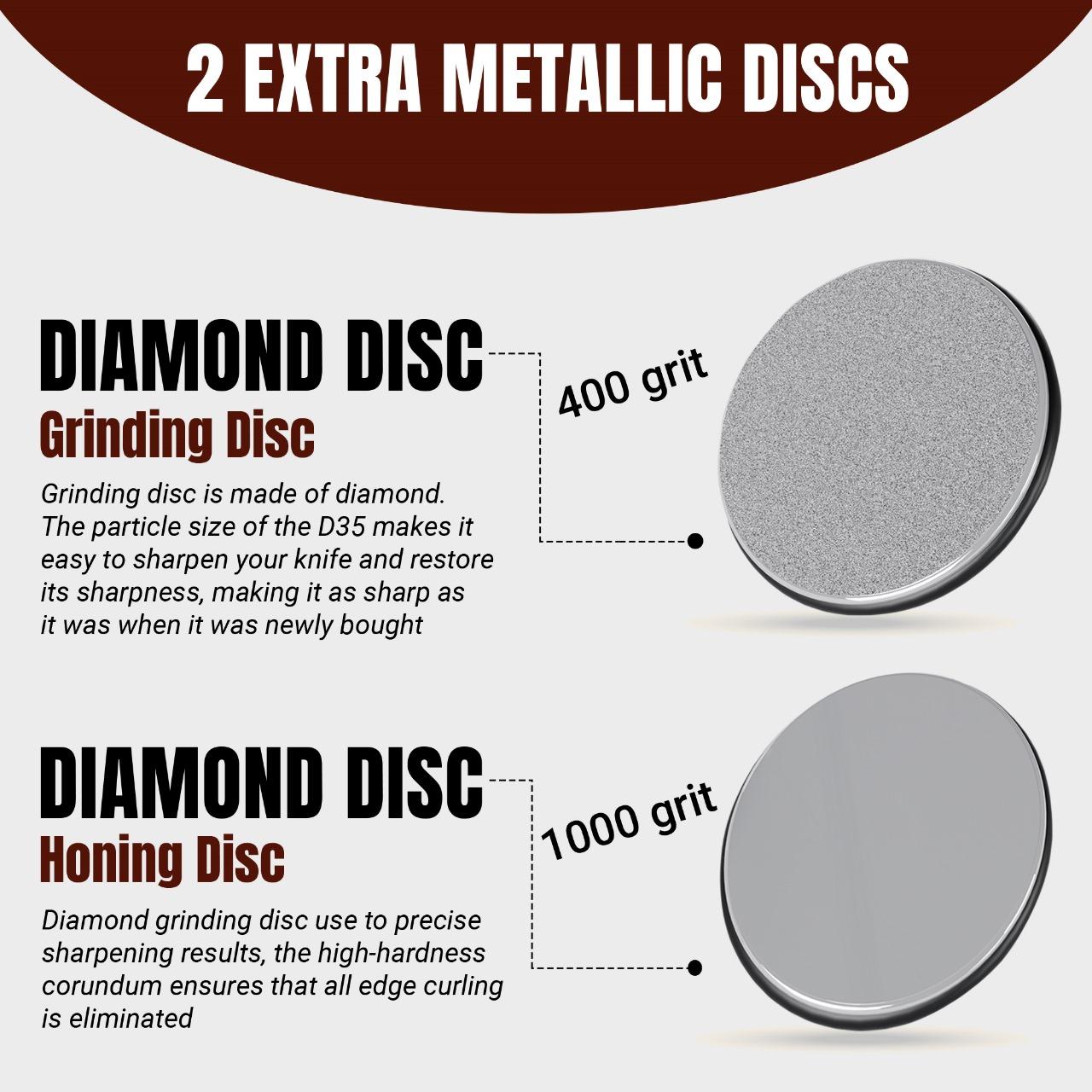 6 Piece Rolling Knife Sharpener Kit Magnetic Angle Guide 15 18 20 22 Degrees Diamond Discs Leather Strop and Utility Knife for Kitchen and Outdoor Knife Sharpening