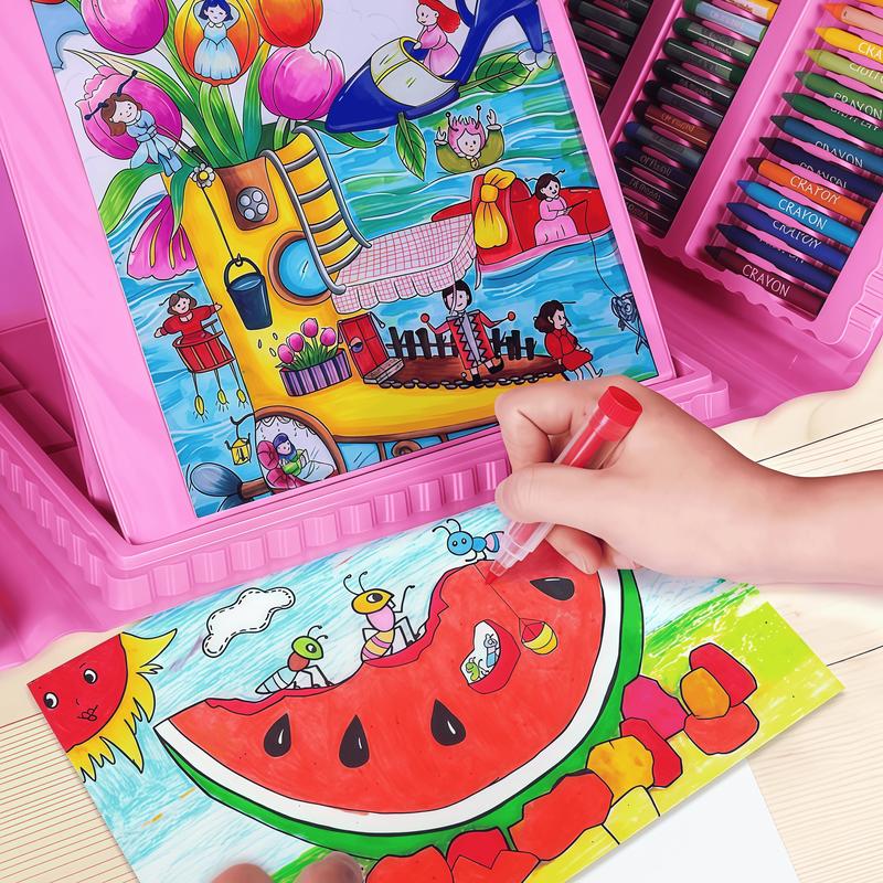 Art Supplies, 208-Piece Drawing Art Kit, Gifts for Kids Girls Boys Teens, Art Set Crafts Case with Double Sided Trifold Easel, Includes Sketch Pads, Crayons, Colored Pencils (Pink) Art Supplies, 208-Piece Drawing Art Kit, Gifts for Kids Girls Boys Teens, Art Set Crafts Case with Double Sided Trifold Easel, Includes Sketch Pads, Crayons, Colored Pencils (Pink)