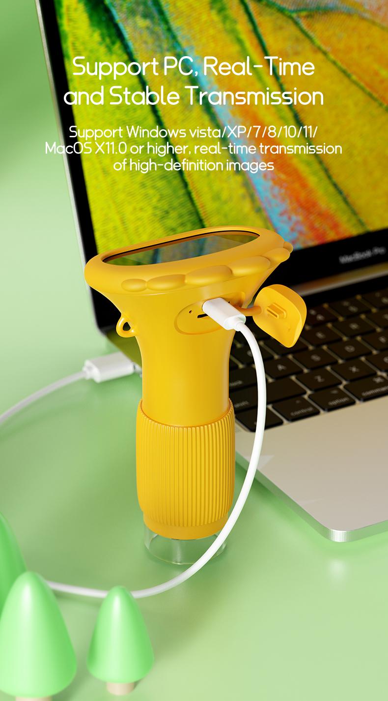 INSKAM 2'' Kids Microscope 1000X Handheld Digital Microscope HD Pocket Portable Mini USB Camera for PC STEM Learning Tools Fun Birthday Gift for Kids