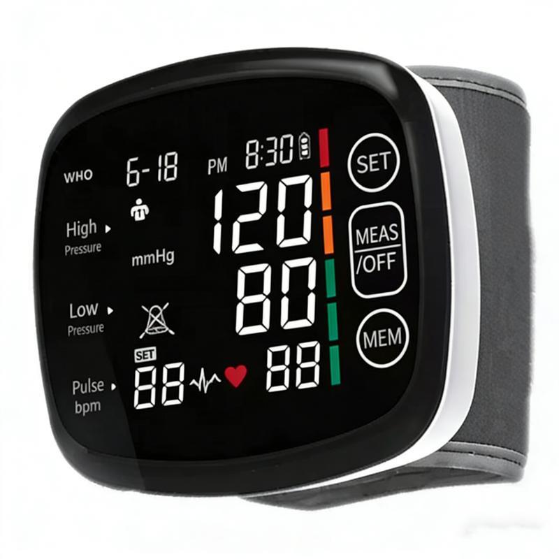 Voice Broadcast Wrist Blood Pressure Monitor Rechargeable LED Display Touch Screen 99x2 Reading Memory Wrist Blood Pressure Cuff for Home Use with Carrying Case Heart Rate Monitor.