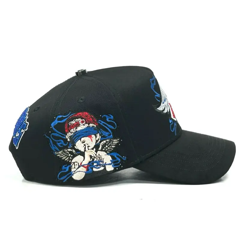 Angls Gorra Black C-F with Embroidered Angel Design Unisex Adjustable Hat