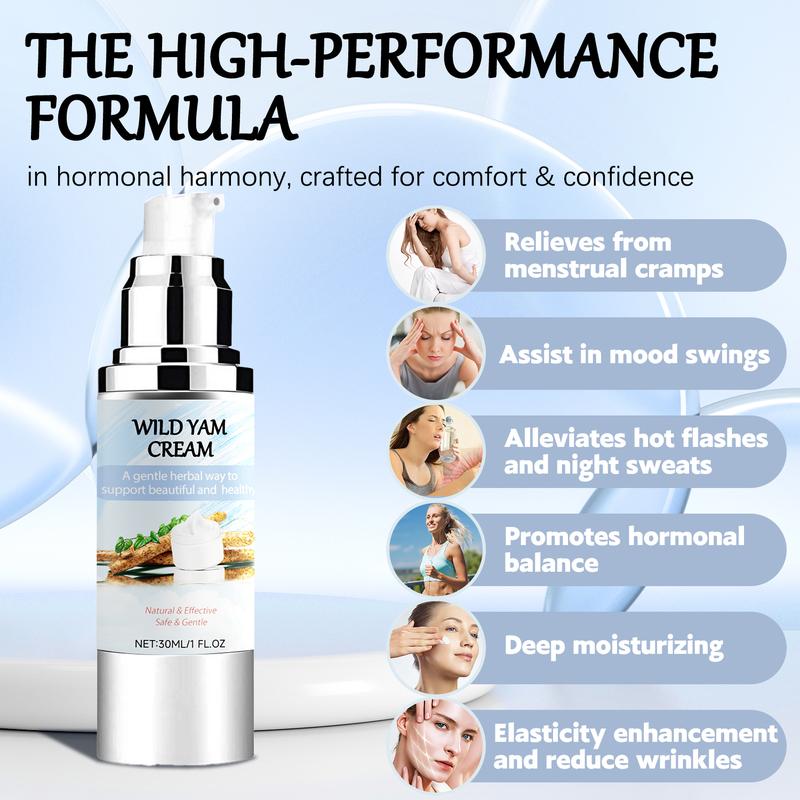 Wild Yam Cream Organic for Hormone Balance, All Natural, Promoting Perimenopause & Menopause Support for All Skin Types