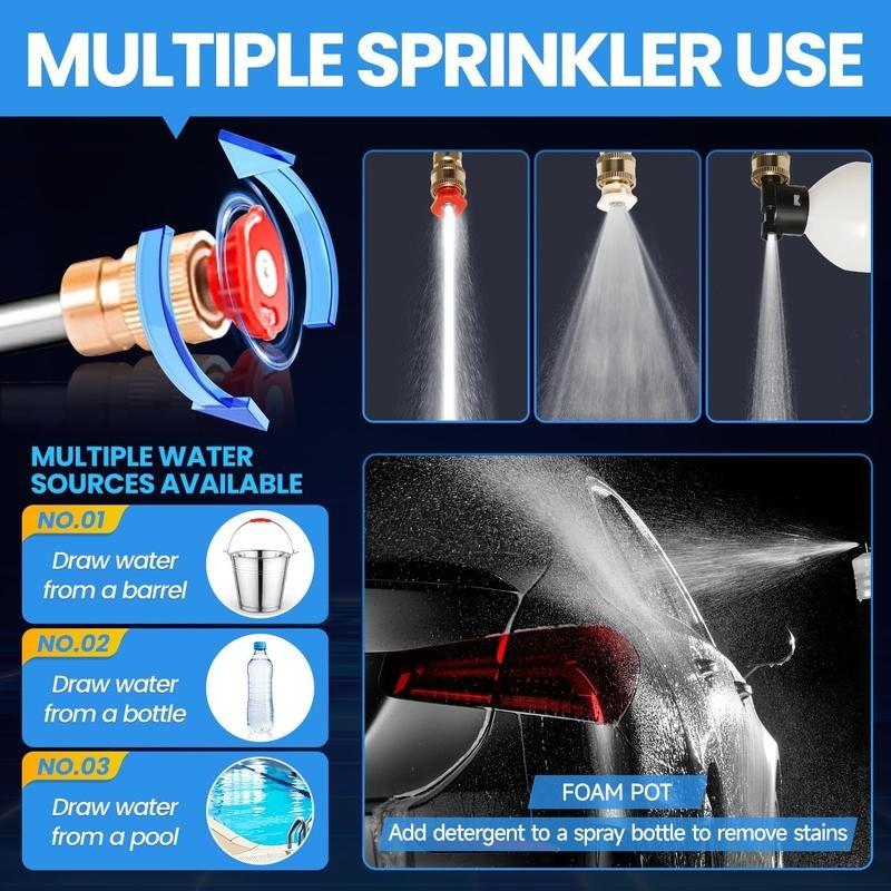 Cordless Electric High Pressure Water Spray Gun 4000PSI Portable Car Washer Detailing Tool w/5 Nozzle Quick Connect Expert Airbrush Kit Heavy Duty 800W 12000mAh 21VF