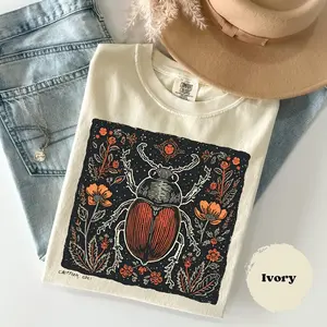 Bugs Linocut Comfort Colors Retro, 90s Old School, Insect Lover, Unisex Cute Bug Tee, Bugs Shirt, Oversize Tshirt, Boho Gift For Him