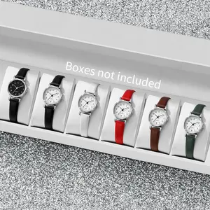 6PCS/Set Fashion Small Dial Women Watches Casual Leather Strap Quartz Watch Reloj Mujer Girls Clock Gift（Without Box）