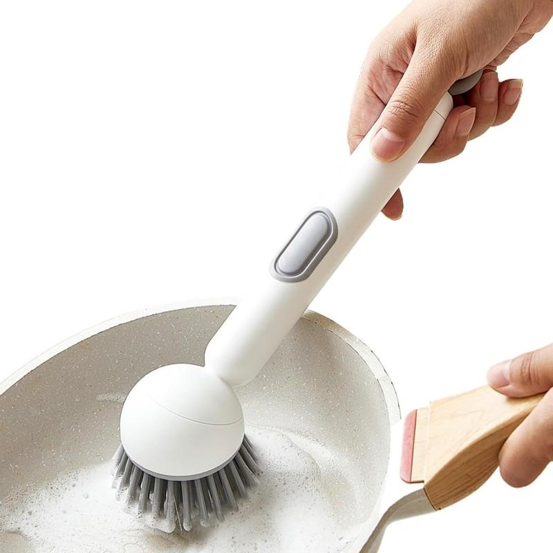 Pro Adjustable Soap Dispenser Scrubber Brush, Long Handle Cleaning Wand for Effortless Dish Washing, Deep Cleans Kitchen Pots, Sinks, Tiles & Glass Surfaces Pro Adjustable Soap Dispenser Scrubber Brush, Long Handle Cleaning Wand for Effortless Dish Washing, Deep Cleans Kitchen Pots, Sinks, Tiles & Glass Surfaces