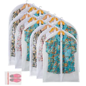 ClearGuard Vinyl Garment Bags for Closet - Short Hanging Coat Covers with Zipper, 24'' x 32'', 12 Pack