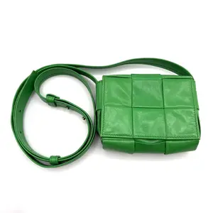 Pre-owned Bottega Veneta Leather Messenger Bags Intrecciato Extra Mini Cassette Crossbody Bag Parakeet