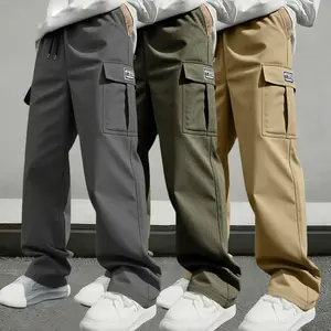 Men's work pants, 3 pack, multiple side pockets, all-season versatile work pants, suitable for hiking, construction work, and everyday wear