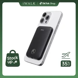 iWALK Wireless Portable Charger 5000mAh 18W PD Magnetic Slim Power Bank with LED Display for iPhone 17/16/15/14/13/12 Series Travel Battery Pack Cable Connector