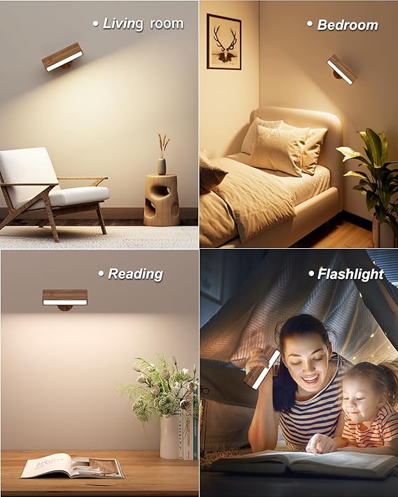 LED Wall Sconce Wireless Kitchen Lighting USB Rechargeable 360° Adjustable Angle Wall Light Remote Control Reading Lamp For Bedroom Closet Hallway Cabinet Display Shop Light Modern Rustic Lamps