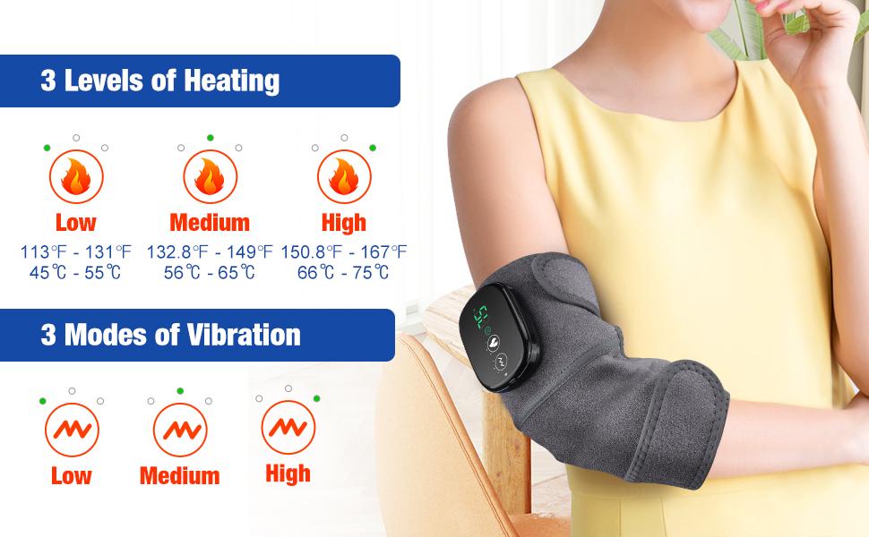 Cordless Heated Knee Massager, 3 Vibration Modes 3 Heat Levels  Wrap for Ankle Knee Shoulder Elbow Relief Compression Leg Portable athlete  practical adjustable gift