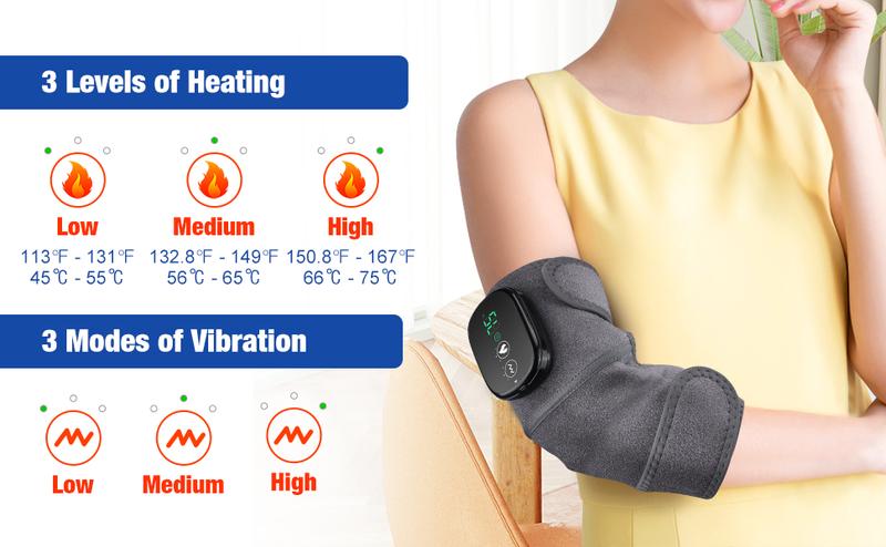 Cordless Heated Knee Massager, 3 Vibration Modes 3 Heat Levels  Wrap for Ankle Knee Shoulder Elbow Relief Compression Leg Portable athlete  practical adjustable gift