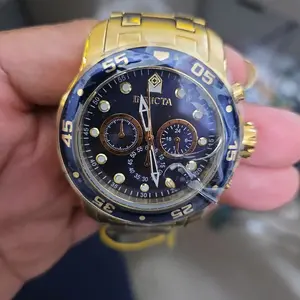Pro Diver Scuba Watch with Blue Dial and Gold Accents for Diving Enthusiasts
