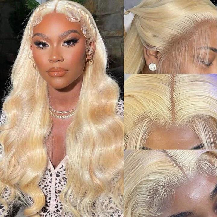 Pizazz Hair 613 Blonde Body Wave Lace Front Wig Human Hair 13x6 HD Transparent Lace Front Wigs Human Hair  with Pre Plucked Natural Hairline