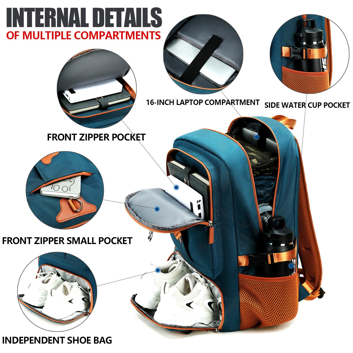 Simple Style Backpack with Multiple Compartments Business Notebook Travel Bag, Unisex Casual Design Lightweight Zipper Luggage Backpack with Shoe Compartment College Style Backpack Large Capacity Youth Backpack Suitable for High School & Middle School Stu