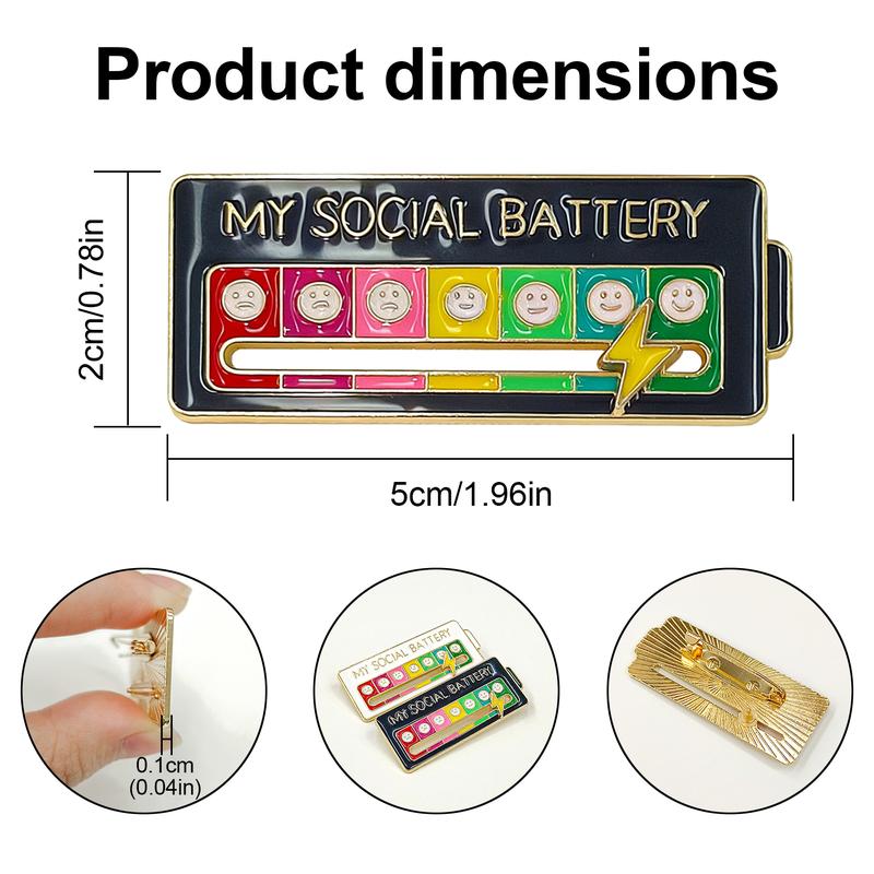 My Social Battery Slider Enamel Pin (2PCS), Funny Interactive Brooch Pin, Cute Social Battery Pin, Functional Mood Enamel Pins 7 Days a Week for Clothing Decoration Backpacks Bags Hats Gifts