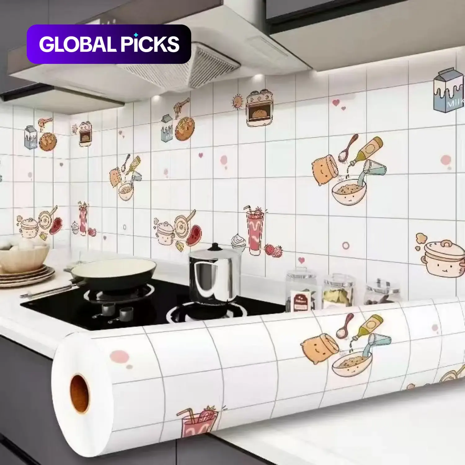 Kitchen Oil-Proof Sticker Roll, Waterproof Self-Adhesive Wall Decal, Peel-and-Stick Wallpaper Design, Stick On Wallpaper, Self Adhesive PVC, Aluminum Foil Material, Splash Guard, Furniture Decor, Easy Clean, Durable #GLOBAL PICKS