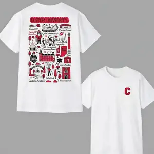 Custom University Hand Sketched Graphic T-Shirt - White, Personalized College Crewneck, Game Day Sports Pullover, Cozy Vintage-Style Top for Sports Lovers