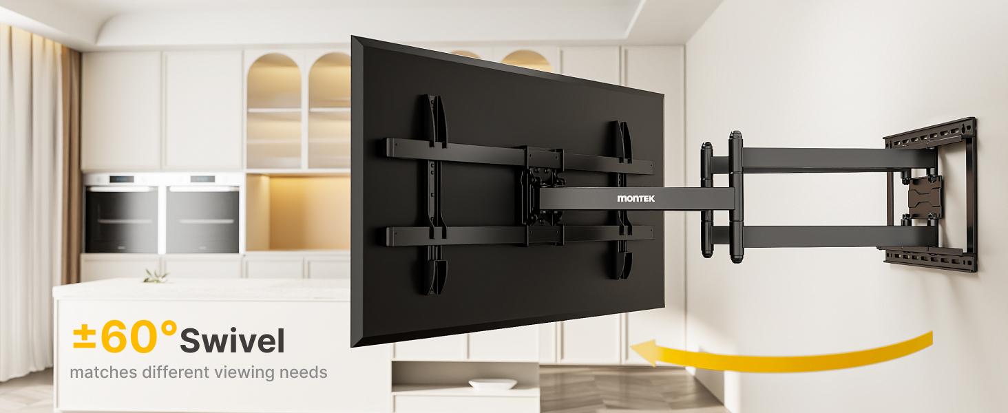 Long Arm TV Wall Mount for 43-95 Inch TVs, 42.5 Inch Extension, Swivel and Tilt, Full Motion, VESA 800 x 400mm, 132 lbs, 16',18' Studs