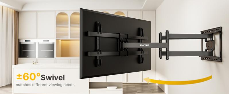 Long Arm TV Wall Mount for 43-90 Inch TVs, 42.5 Inch Extension, Swivel and Tilt, Full Motion, VESA 800 x 400mm, 132 lbs, 16',18' Studs