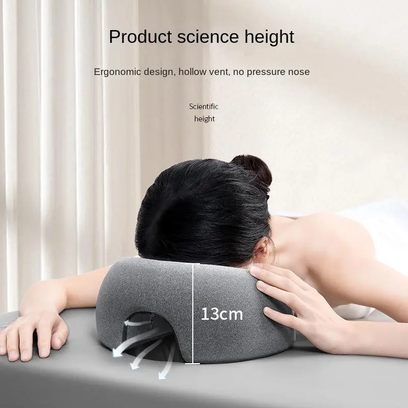 Comfortable Memory Foam Nap Pillow, Ergonomic Massage Headrest for Desk Rest & Beauty Salons, Ideal for Face Down Relaxation