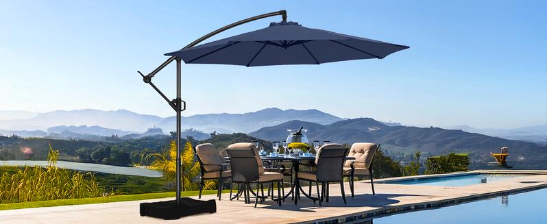 【Collection of Patio Umbrellas】Homshade Premium 10ft/9ft/7.5ft Offset Patio Umbrella with Adjustable Canopy & Easy Tilt System for Pool Deck & Garden - Solar Parasol with UV Protection