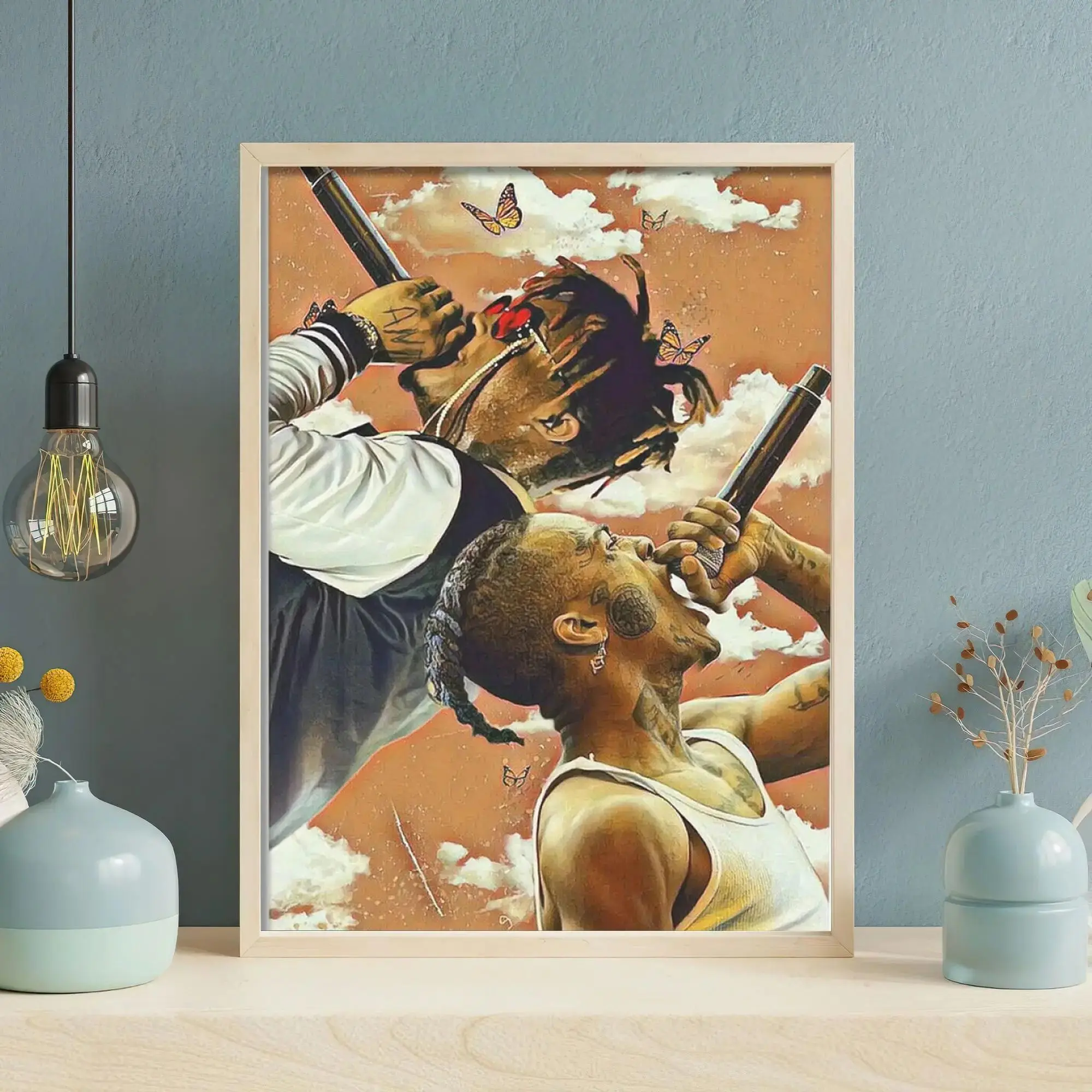 Juice 999 Xxxtentacion Art Print Poster, WRLD 999 Wall Art, Lucid Room Home Print, Rap 999 Music Lover Gift, Hip Hop Xmas Gift, Album Cover Poster decor ornament(Note: Frame shown for display only) Streetwear Wall Art Modern Cool Design