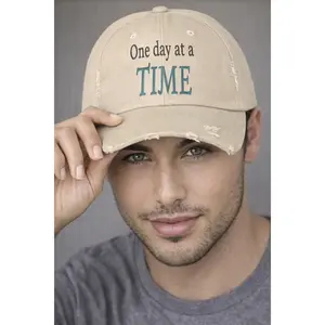 One Day At A Time Hat | Sobriety Recovery Hat | AA Recovery Gift | Inspirational Baseball Cap | Sober Life Apparel | Addiction Recovery Gift