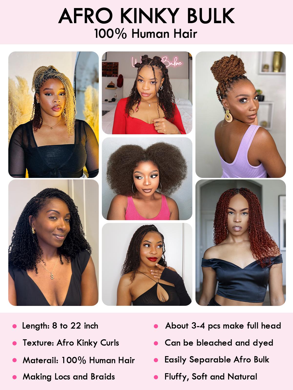 QVR Natural Black Afro kinky Bulk Hair Extensions For Braiding Dreadlock Human Hair 1 Curly dealsforyoudays TikTokShopBlackFriday SpringStatements