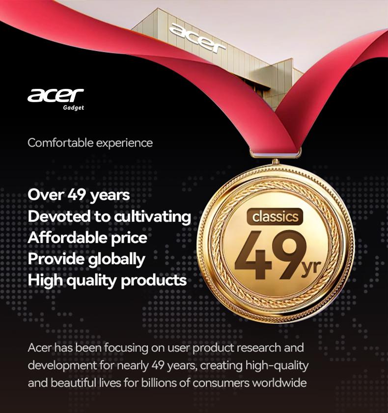 Acer OHR553 Wireless Open-Ear Headphone, Fashionable Earbuds, Wireless Gaming Earphones, HIFI Sound Quality Music Headset for Gaming Travel Sports Built-in Mic, Electronic Audio & Video Black