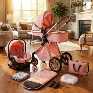 All in One 4 in 1 Baby   System with Car  and Bassinet for Newborns, Lightweight Infant Buggy with Reversible Push, Adjustable  and Smooth Shock Absorbing Wheels, Safe Comfortable  for Everyday Use and  electric stroller travel vintage running seat 3-in-1