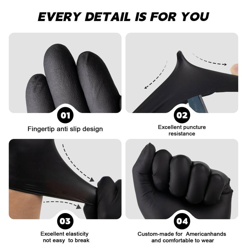 3.5Mil Black Nitrile Disposable Gloves, Latex&Powder Free Durable Professional Ambidextrous Work Cleaning Gloves for Cleaning Gardening Food Prep Cooking Painting DIY Outdoor Light Mechanic Work Household Hardware Tasks