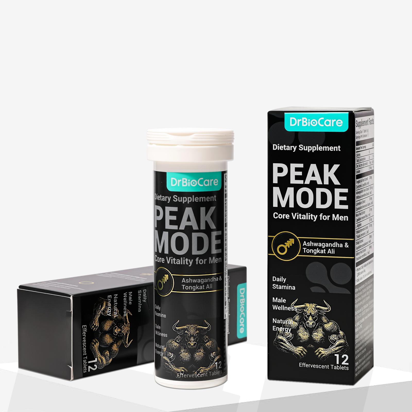 DrBioCare PEAK MODE: Core Male Vitality Supplement | 7-in-1 Blend with Tongkat Ali, Shilajit & Ashwagandha for Daily Energy & Stamina