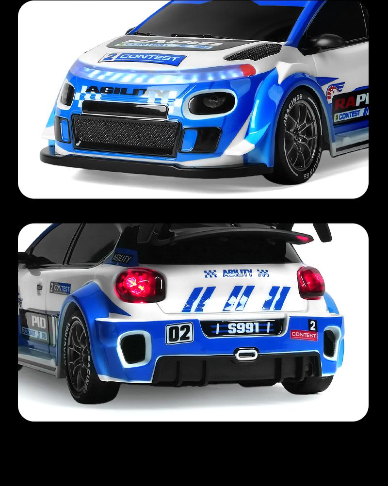 BRRRRT Mini Remote Control Rally Car, Realistic Design with 4WD System, All-Terrain Performance, Shock-Absorbing Structure, Equipped with Sound and Light Effects, Includes Rally and Racing Tires — Perfect RC Toy for Kids and Adults