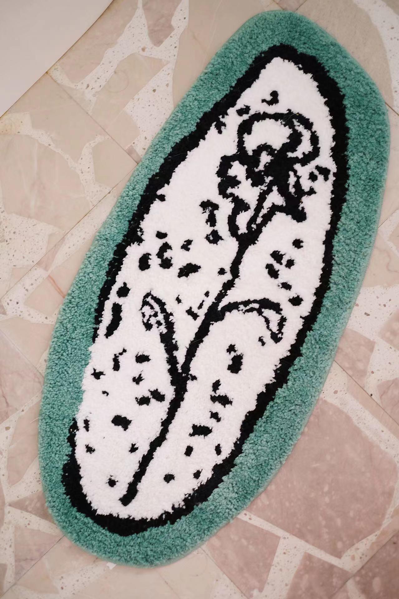 Cute Flower Rug, Green Floral Rug 1 Piece Non-Slip Bathing Mat, Soft Absorbent Bathroom Bedroom Doormat, Living Room Rug, Home Decor tufted