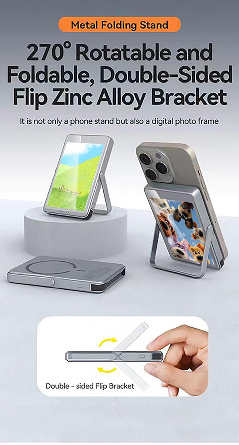 AI E-Ink Power Bank All-in-One Device 5000mAh Free Image Replacement AI-Powered Portable Charger Magnetic charging