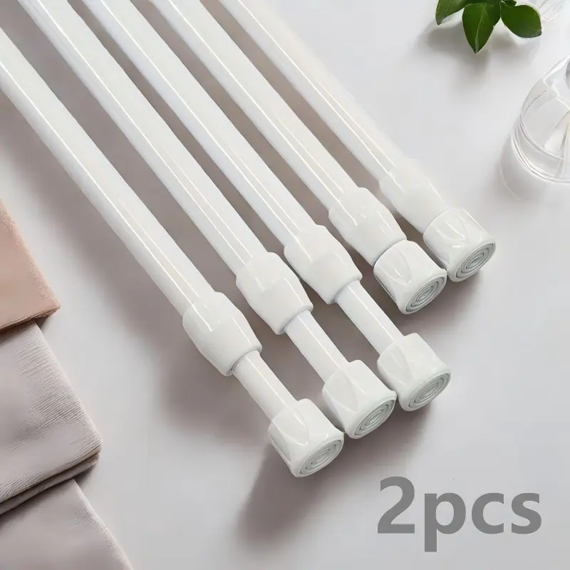2pcs Adjustable Spring Curtain Rods for Windows, Curtain Rod Holders, No-Drill Bathroom & Window Dividers, Curtain Rods for Windows No Drilling, Easy Installation, Suitable for RV, Living Room, Bedroom