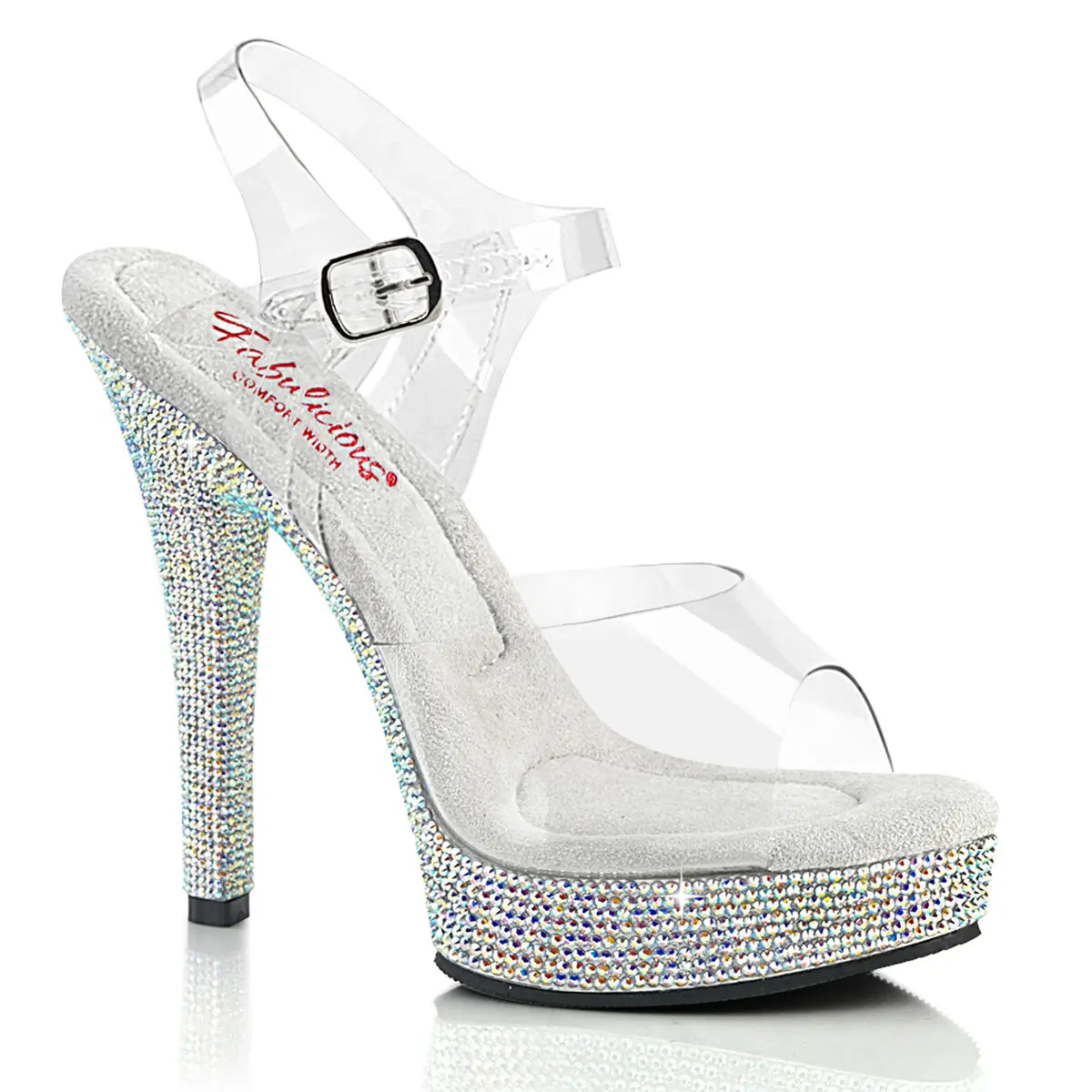 Women's Elegant Rhinestone Platform High Heels with Ankle Strap, 5-inch Stiletto Sandals with Comfort Width for Weddings & Prom, Classy, Stylish, Fashion, Footwear, Heeled, Shoe, Buckle