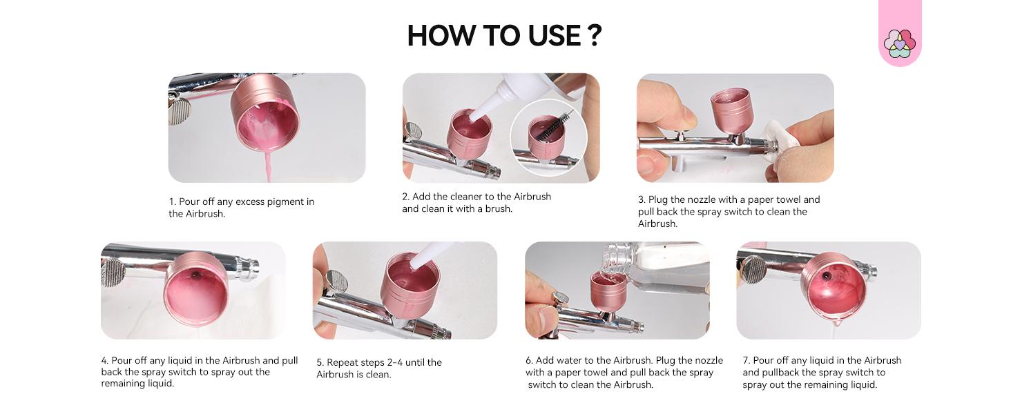 SAVILAND Airbrush Cleaner 8.12 oz: Low-odor Natural Solution Cleaning Quickly Removes Water-based Acrylics Watercolors Gel Nail Polish