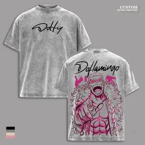 Donquixote Doflamingo Smile One Piece Vintage Acid Washed Oversized T-Shirt – Heavenly Demon Anime Graphic Tee, Lightweight Cotton 90s Retro Manga Streetwear Y2K Gym Shirt  Unisex OP Fan Gift Merch Outfit