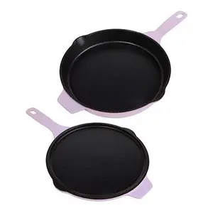 KitchenHQ 2pc 10" Ceramic Nonstick Cast Iron Skillet w/10" Griddle