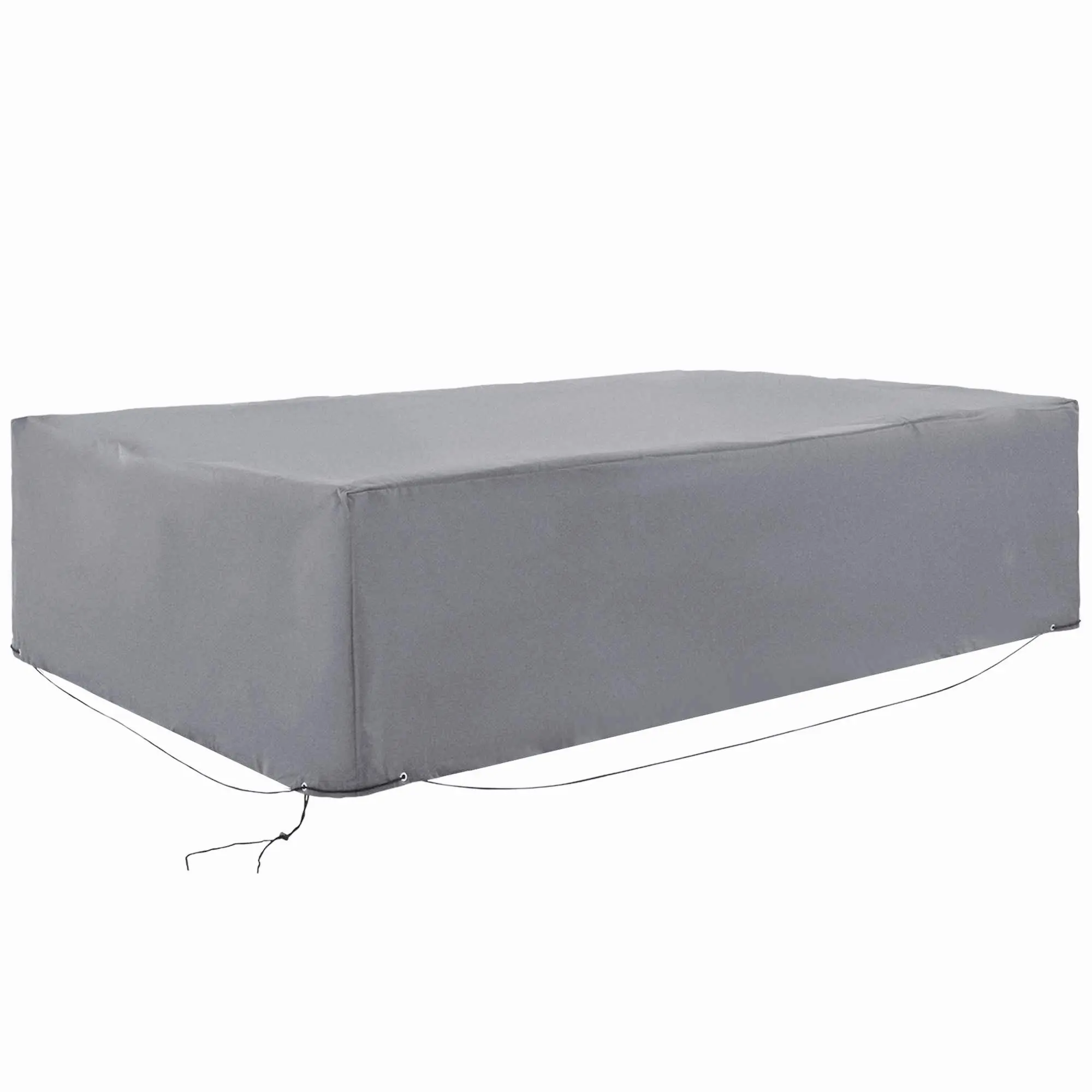Outsunny Oxford Fabric Outdoor Sectional Sofa Protect Cover, Heavy-Duty Waterproof Durable with Drawstring, PE Coating & Center Support Help, 96.5"L x 65"D x 26"H Versatile Lightweight Patio Protector with Sun Protection & Quick Slip-On/Off Design, Gray