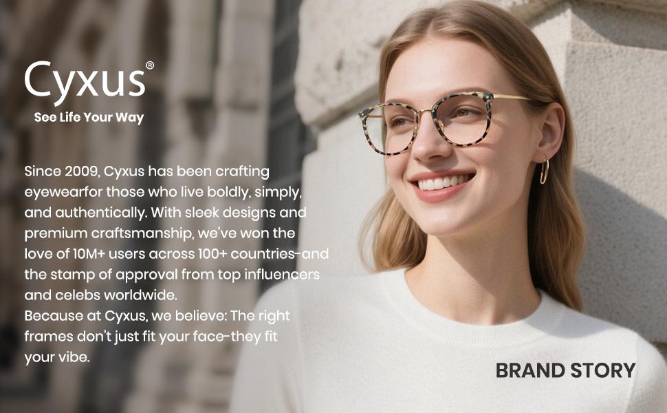 Cyxus Anti Blue Light Glasses for Women-Lightweight Small Face, Nose Friendly for Round Face,Metal Frame TR90,Oversized Cat Eye ,Blue Light Filter,Block harmful rays, Work Office Home Gaming，For Unisex HD High Quality Eyewear Non Prescription - 8169