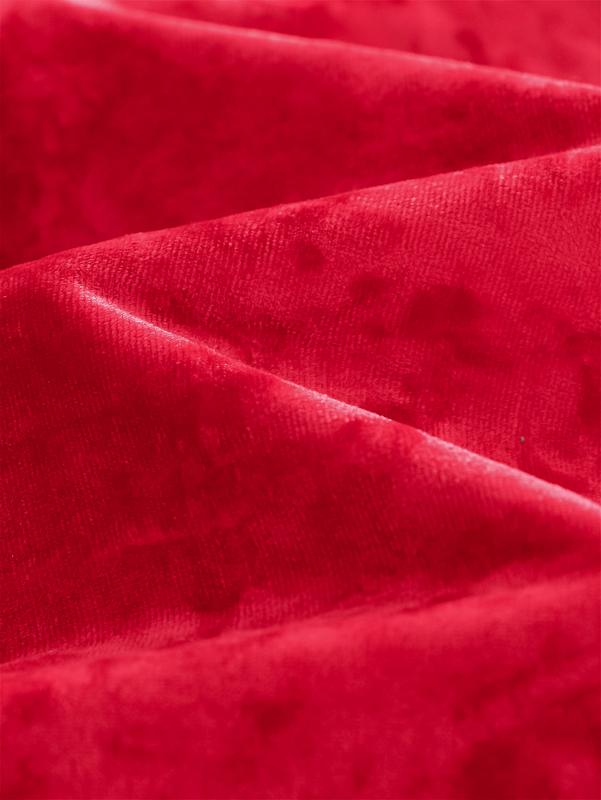 PAJAMAS Long Sleeve Red Velvet Pajama Set with Button Front and Pocket for Cozy Nightwear